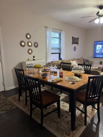 a view of a dining room and livingroom