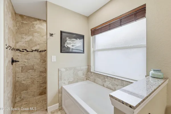a bathroom with a tub and a shower