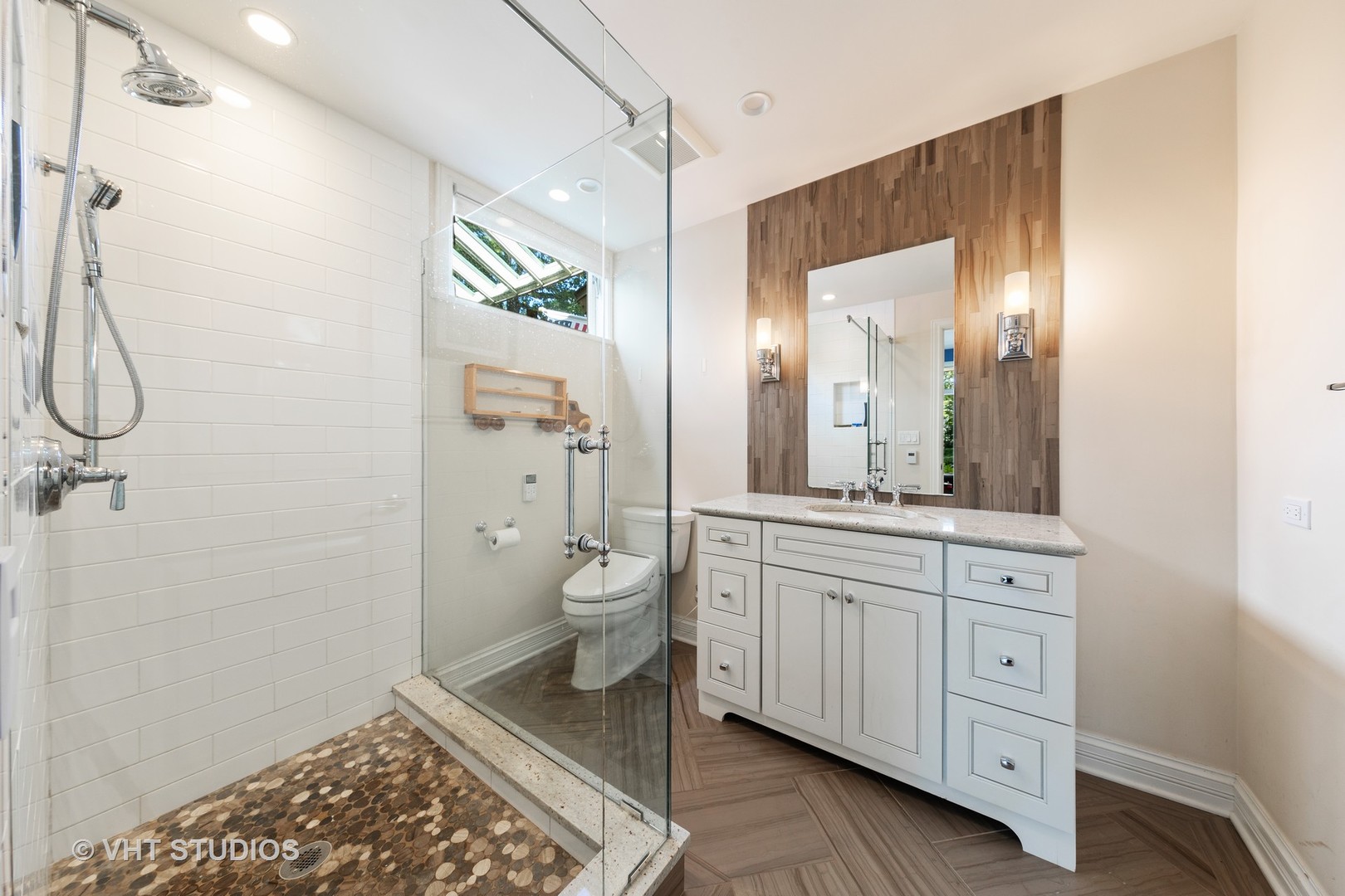 6547 South County Line Road Burr Ridge, IL 60527 - Photo 11 of 59 a spacious bathroom with a granite countertop sink a toilet and a mirror