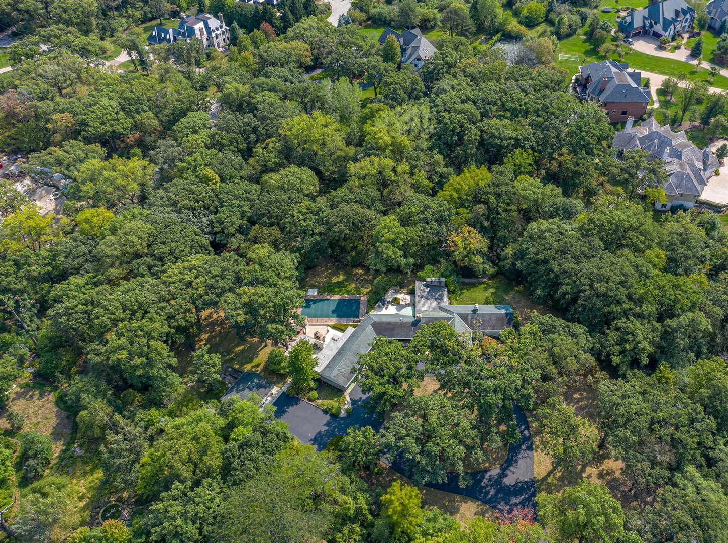 6547 South County Line Road Burr Ridge, IL 60527 - Photo 35 of 59 a aerial view of a house with a yard