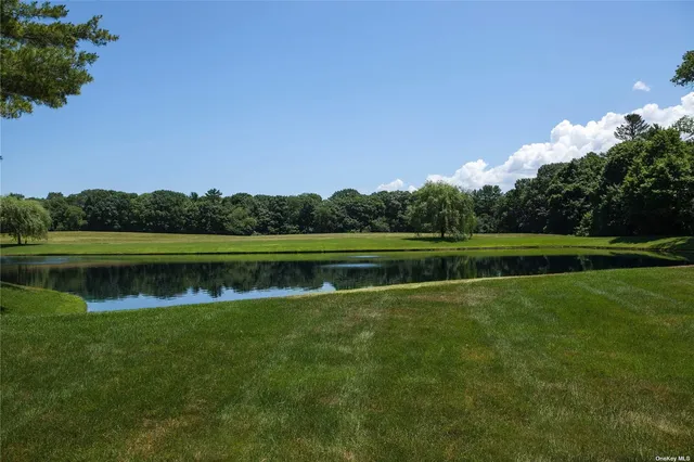 a view of a lake with a big yard
