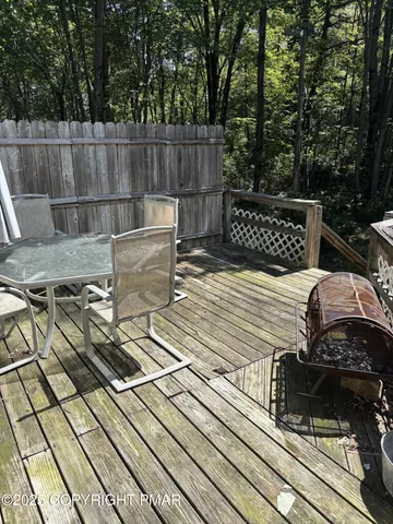 a view of a wooden floor with city view