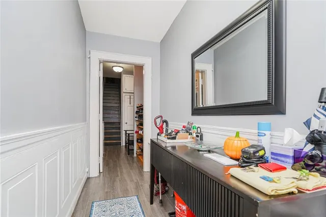 a view of livingroom with furniture and wooden floor