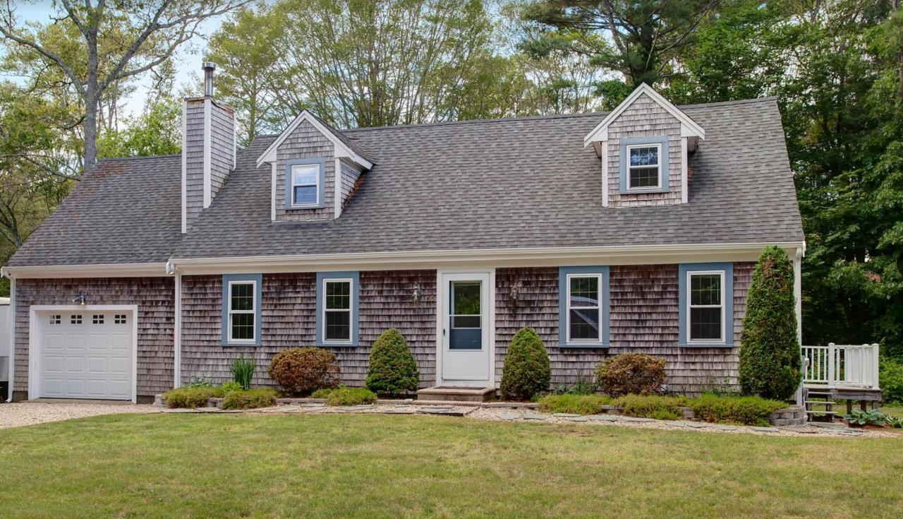 front view of a house with a yard