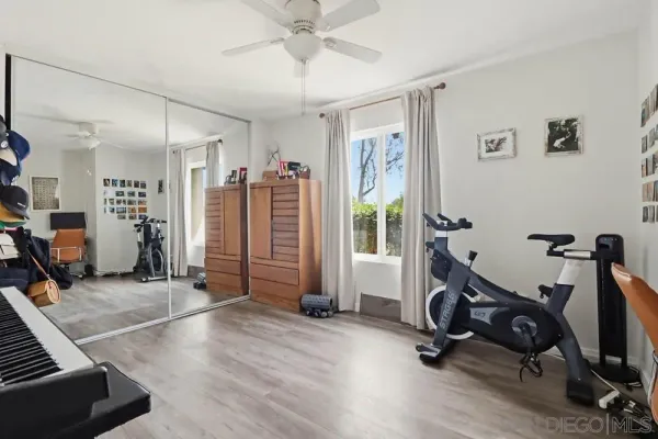 a view of a room with gym equipment