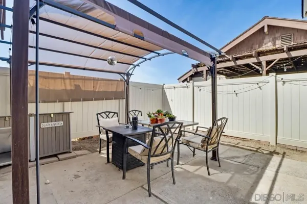 a view of an outdoor space with seating