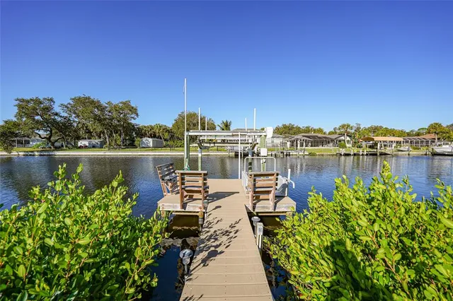 a view of a lake with a city view