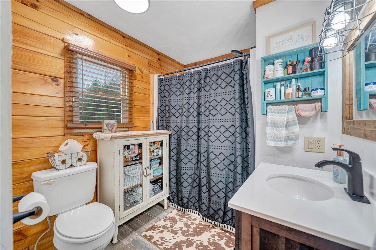 8013 Springwood Road Buchanan, VA 24066 - Photo 28 of 50 a bathroom with a sink a toilet and shower curtain