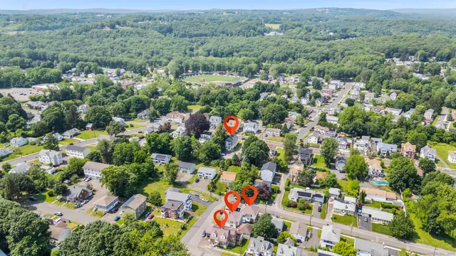 an aerial view of multiple house