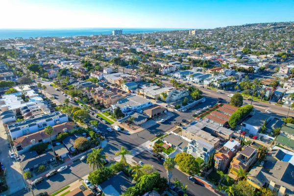 an aerial view of a city