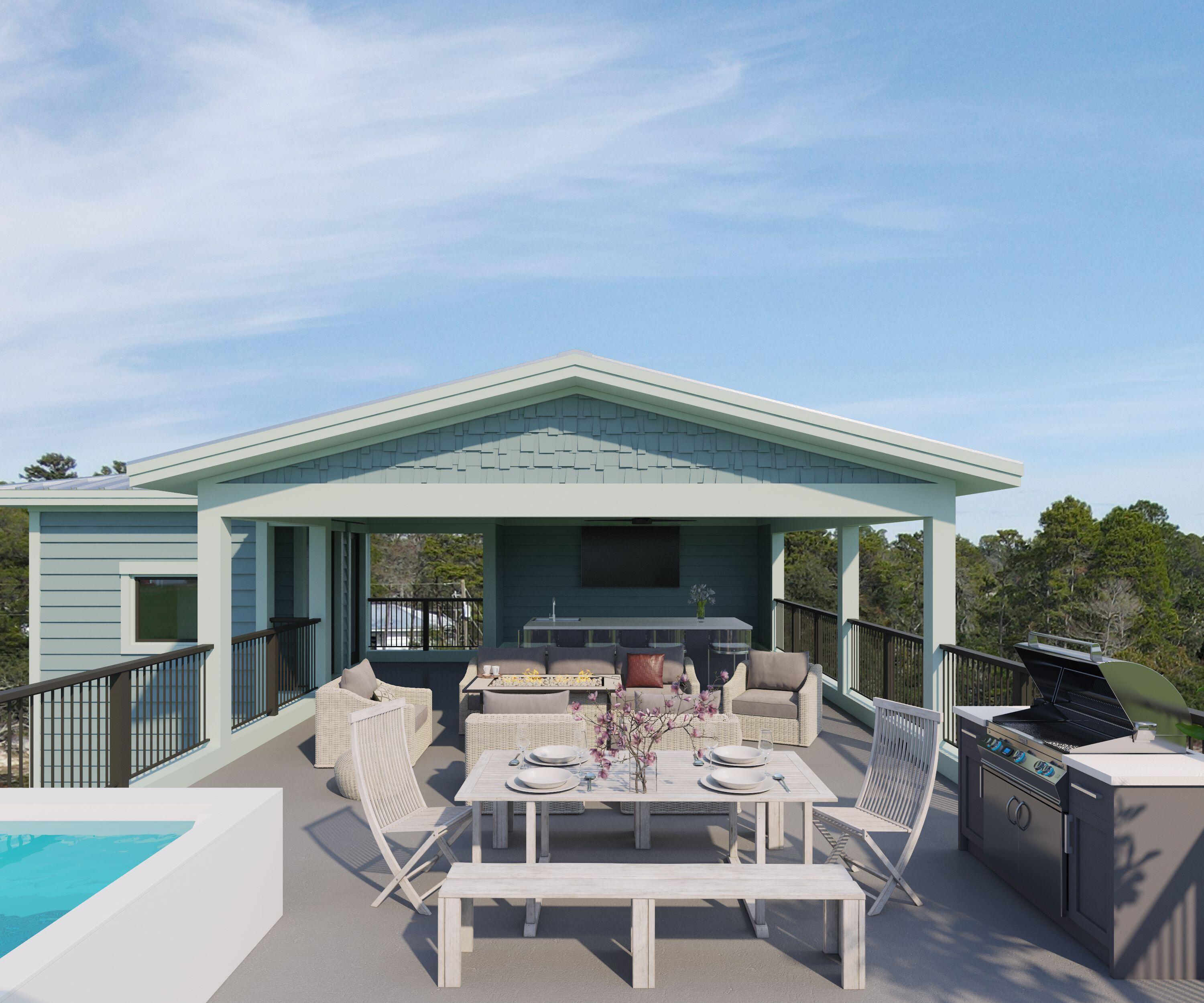 104 Freedom Way Inlet Beach, FL 32461 - Photo 2 of 15 a view of a patio with couches table and chairs and potted plants