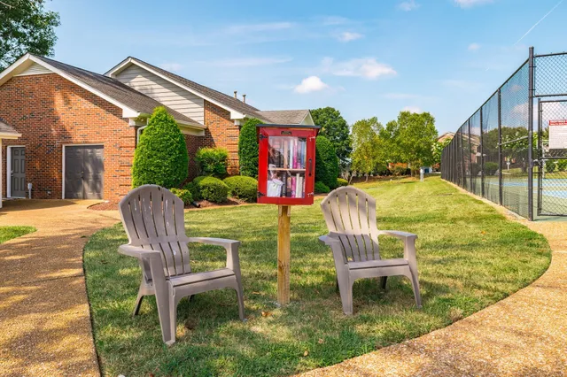 a view of a two chairs in patio