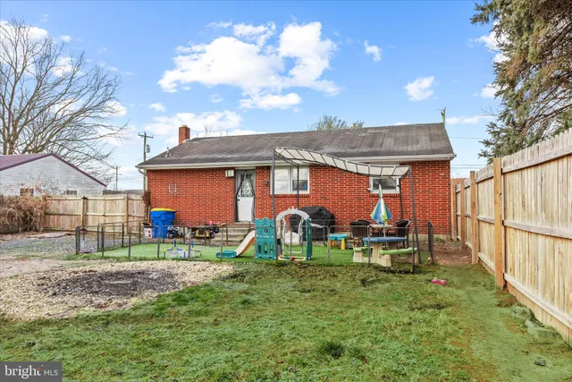 a view of a park with large trees