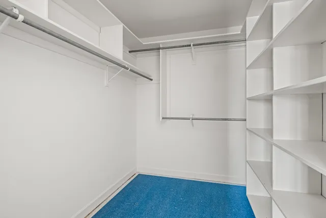a view of an empty walk in closet