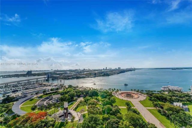 a view of a lake with a big yard