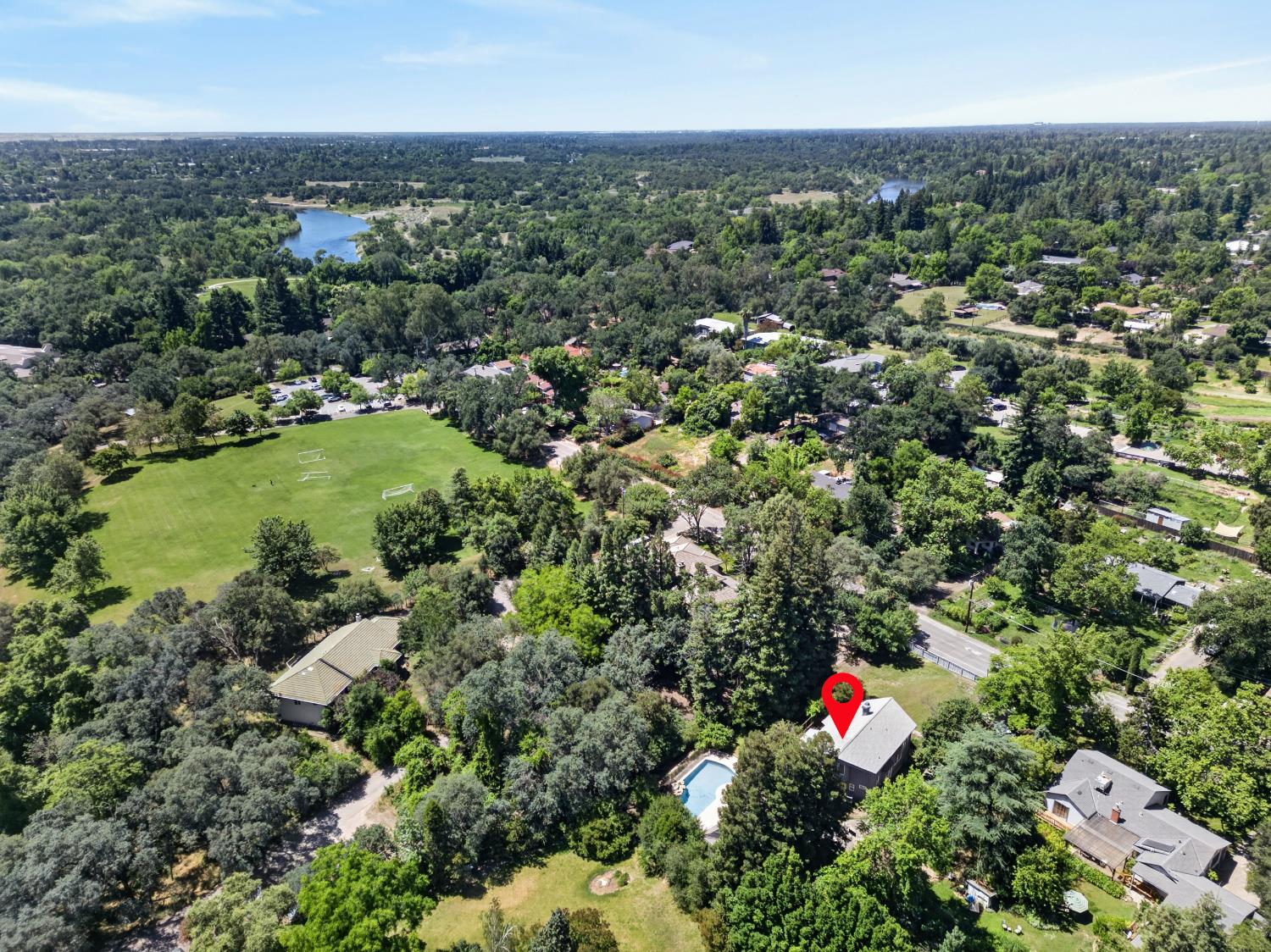 3940 Bannister Road Fair Oaks, CA 95628 - Photo 73 of 84 an aerial view of residential house with outdoor space and trees all around