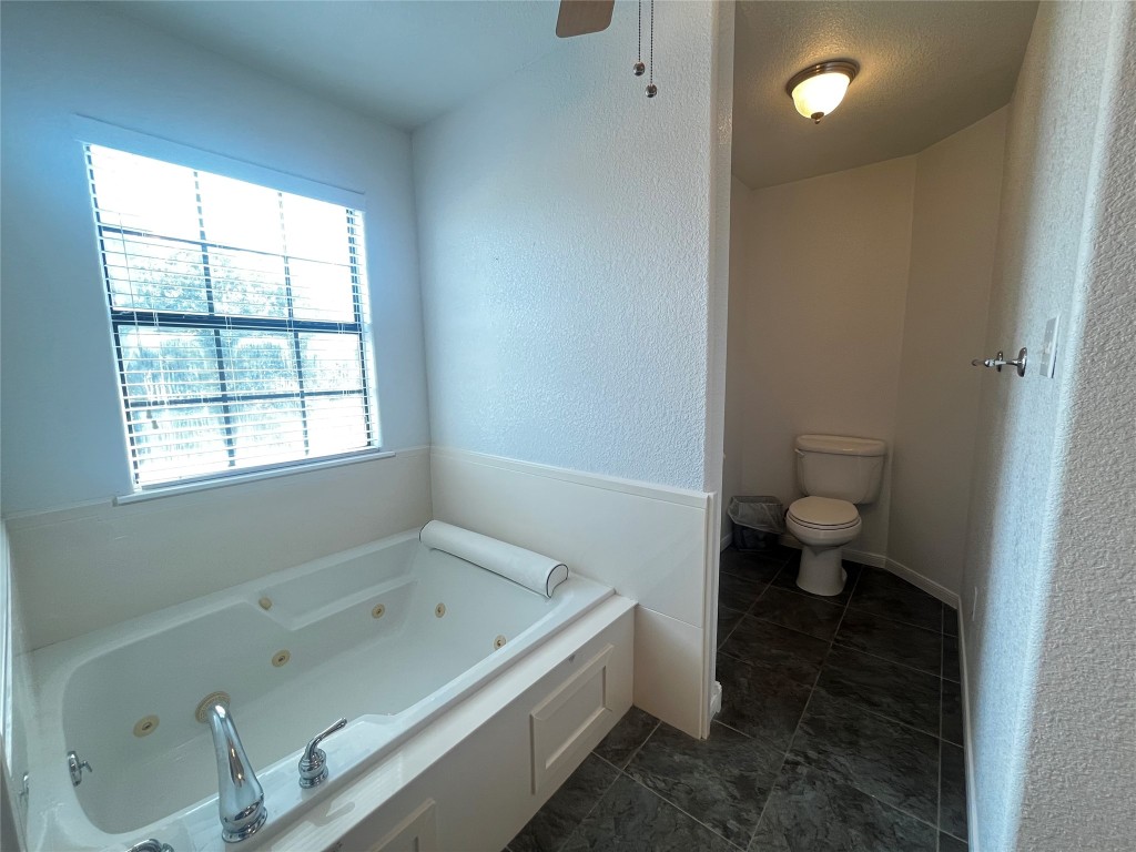 1100 Swiss Alp Hills Loop Schulenburg, TX 78956 - Photo 24 of 40 a bathroom with a granite countertop sink a toilet and a bathtub