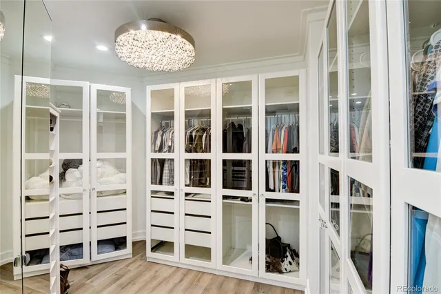 front view of a large room with windows