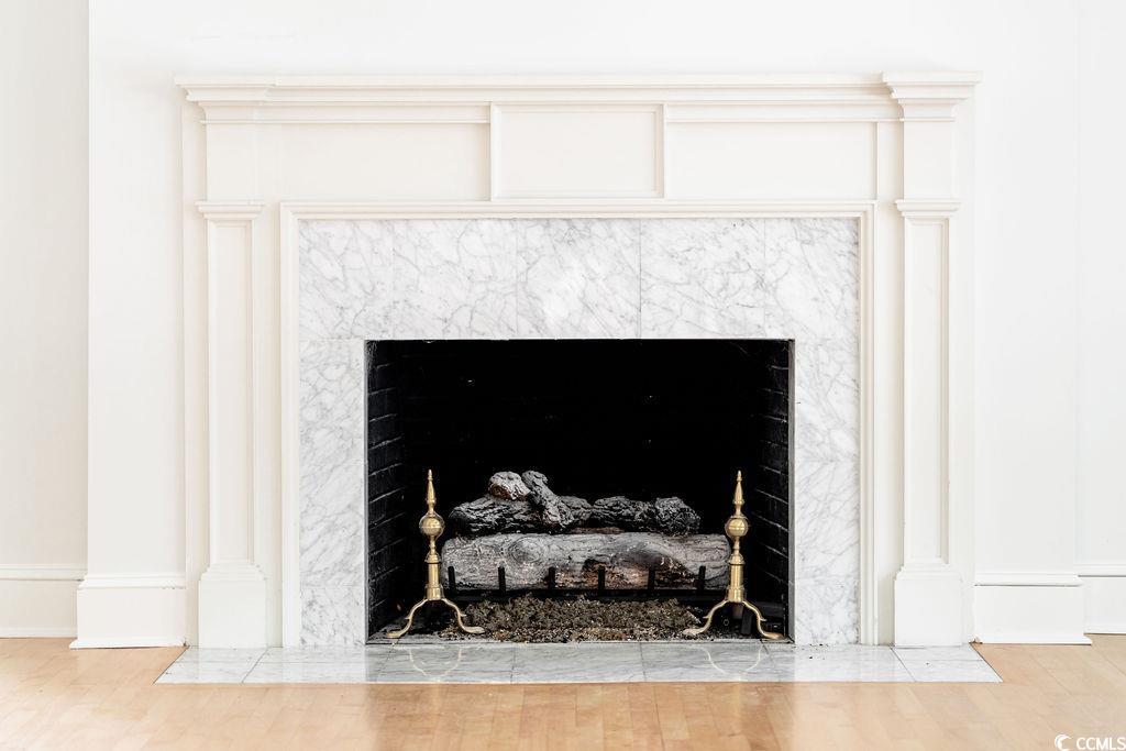 511 Rice Bluff Road Pawleys Island, SC 29585 - Photo 8 of 40 Interior details featuring a marbled fireplace and wood finished floors