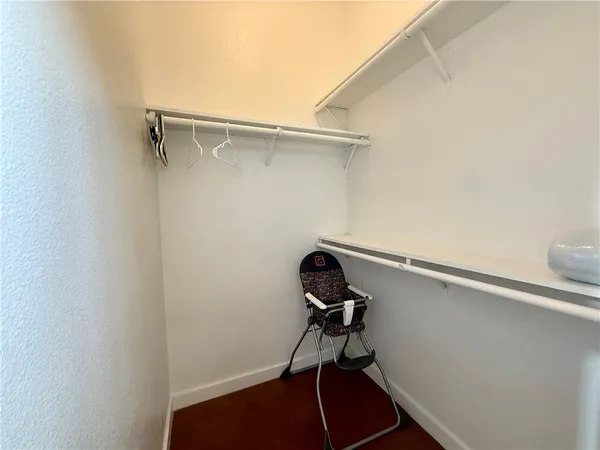 a view of small space with racks on the wall