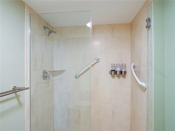 a bathroom with a shower