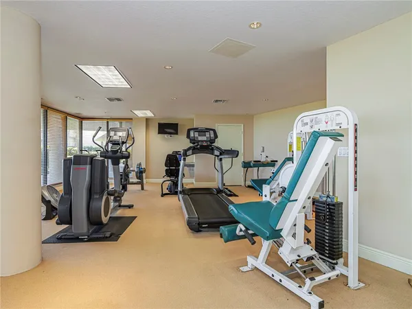 a view of a room with gym equipment