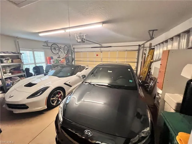a car parked in a garage
