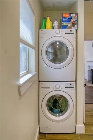 a utility room with dryer and washer