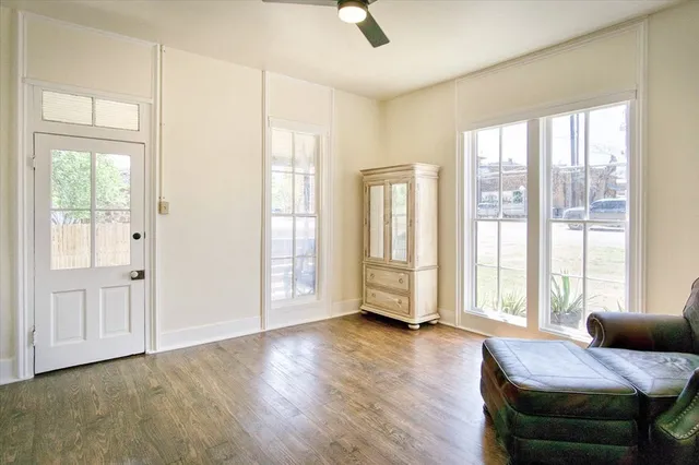 a view of livingroom with furniture and wooden floor