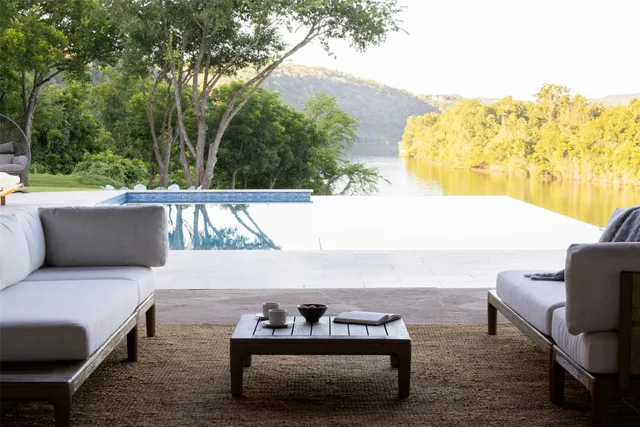 a view of outdoor space with seating