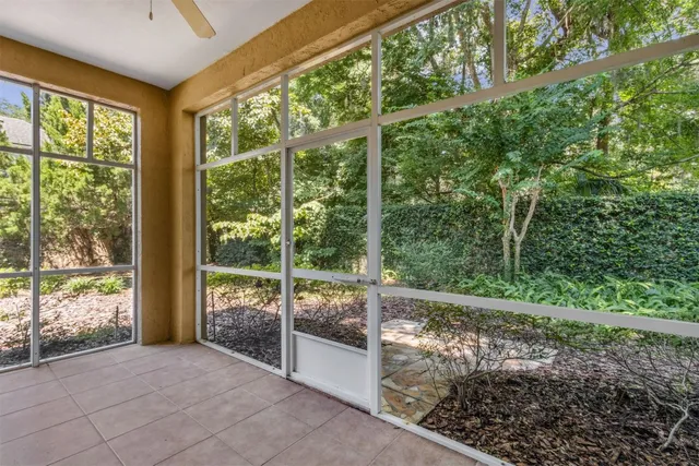 a view of a building with a garden