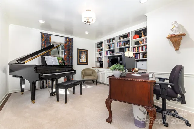 a workspace with furniture