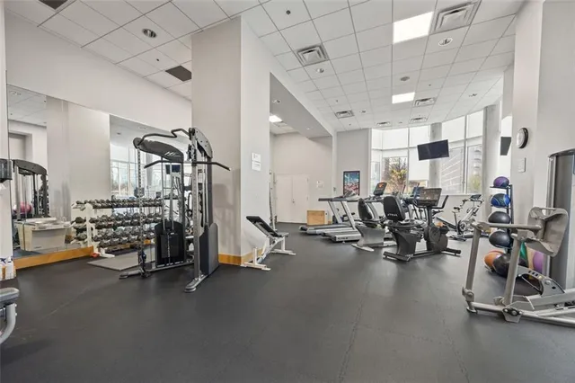 a view of a room with gym equipment