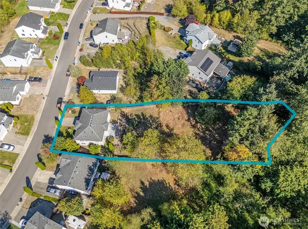 an aerial view of a house