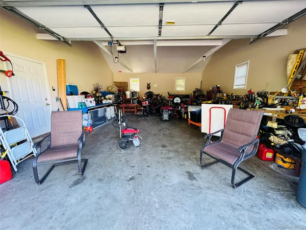 a view of a storage room with furniture