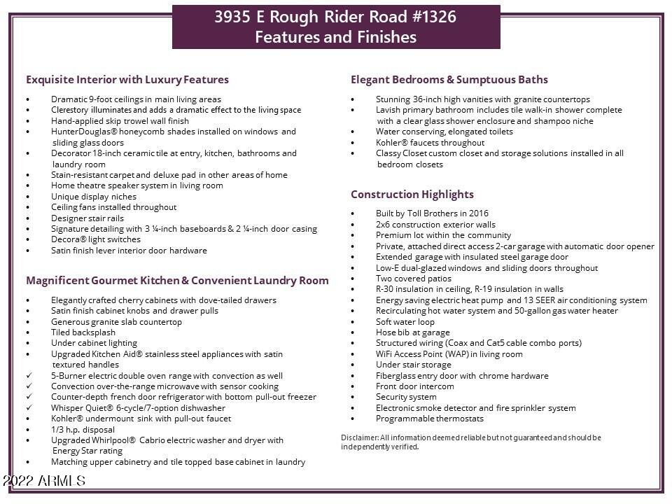 3935 East Rough Rider Road, Unit 1326 Phoenix, AZ 85050 - Photo 54 of 57 3935 E Rough Rider #1326 Features and Fi