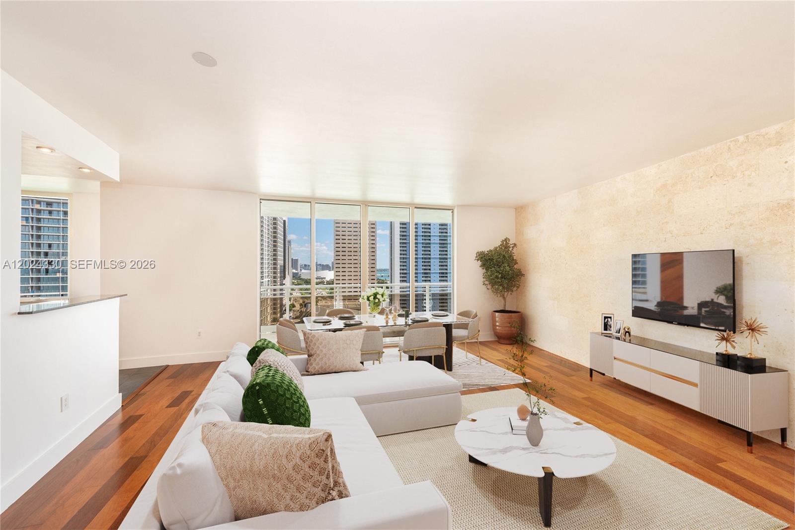 901 Brickell Key Boulevard, Unit 2006 Miami, FL 33131 - Photo 10 of 41 Living / Dining - Staged Image