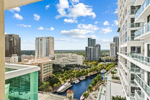 a view of a balcony with city view