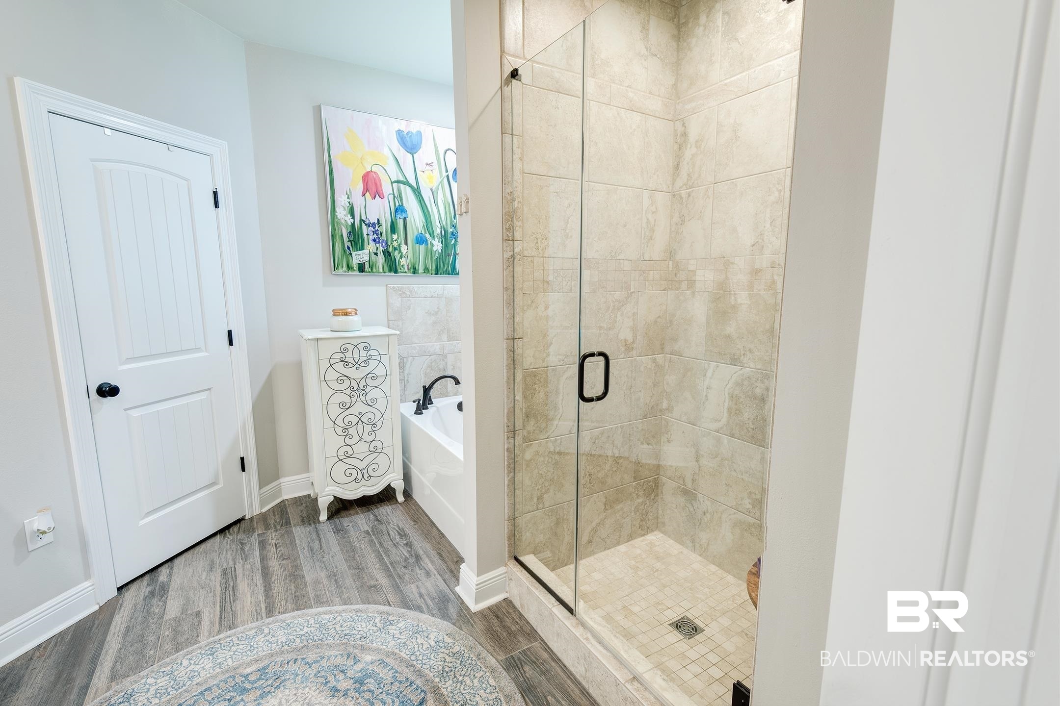9988 Dunleith Loop Daphne, AL 36526 - Photo 43 of 51 Bathroom featuring hardwood / wood-style flooring and shower with separate bathtub