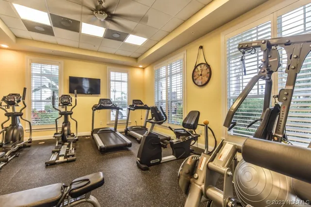 a view of a room with gym equipment
