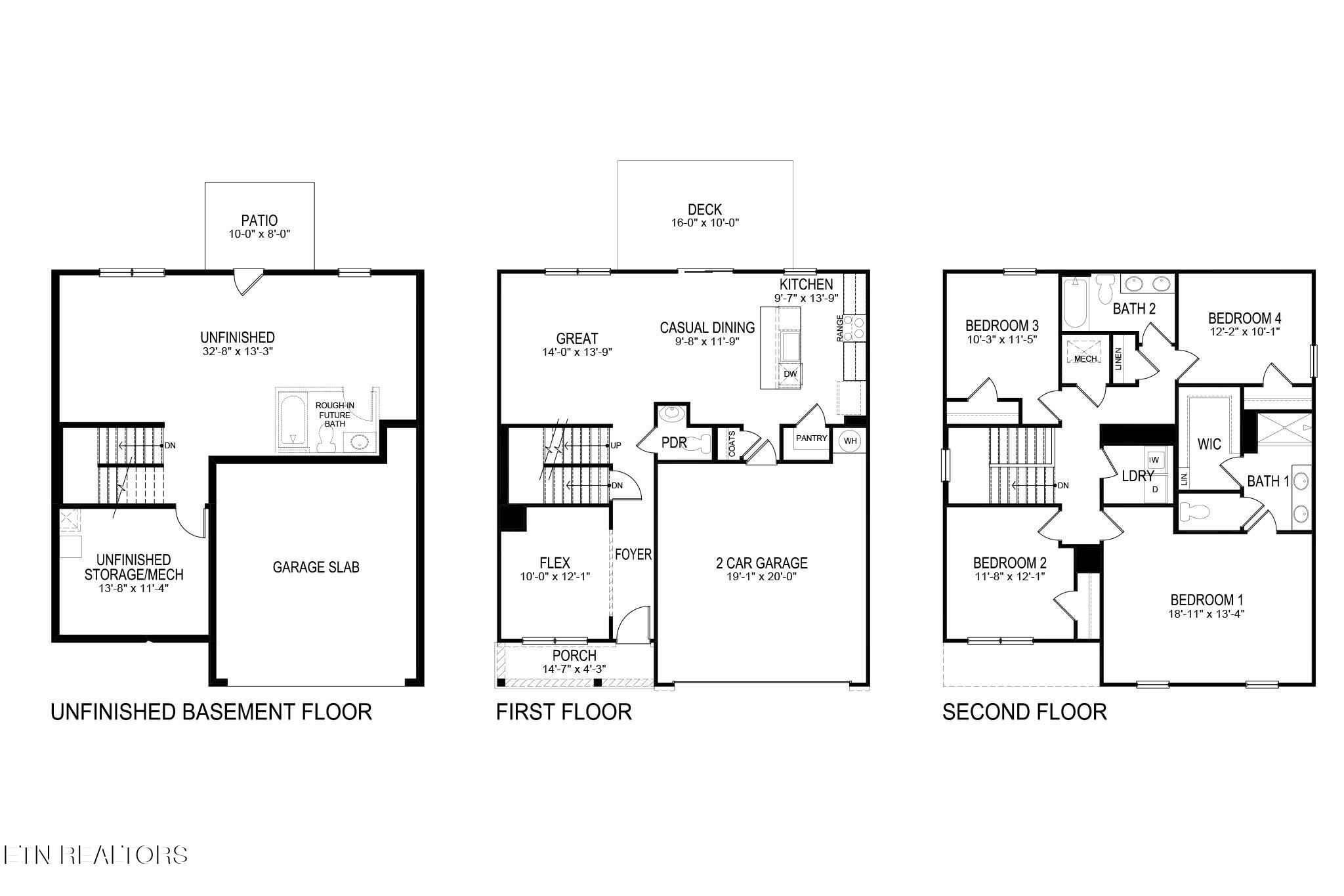 6801 Prospect Hl Lane Corryton, TN 37721 - Photo 2 of 2 Belhaven - Floor Plans w Basement 2048x1