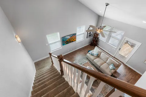 a view of entryway and workspace