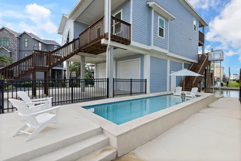 a view of a building with a swimming pool