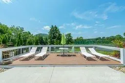 a view of a lake with a sitting space