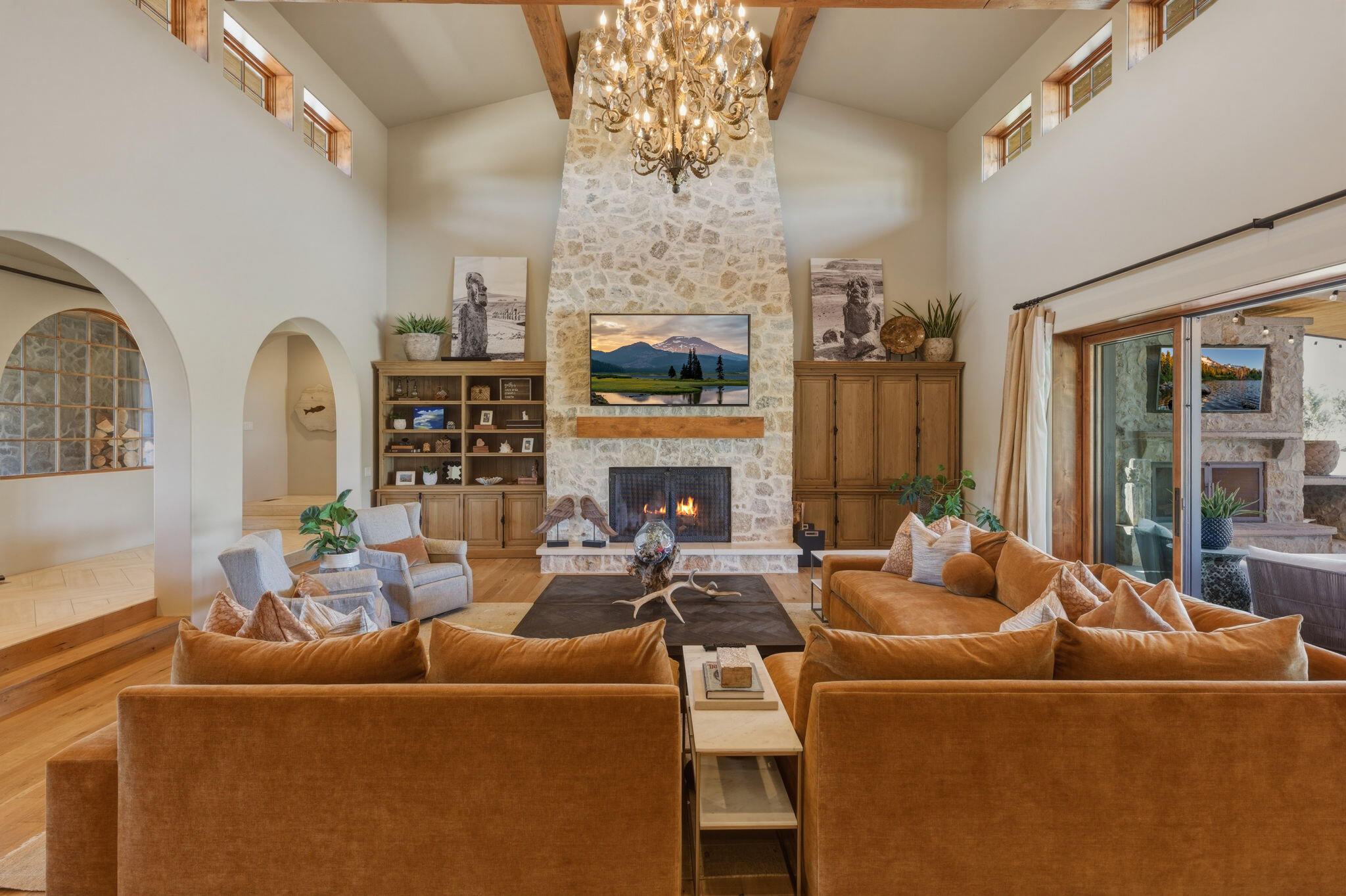 19100 Macalpine Loop Bend, OR 97702 - Photo 11 of 56 Great room & stone fireplace