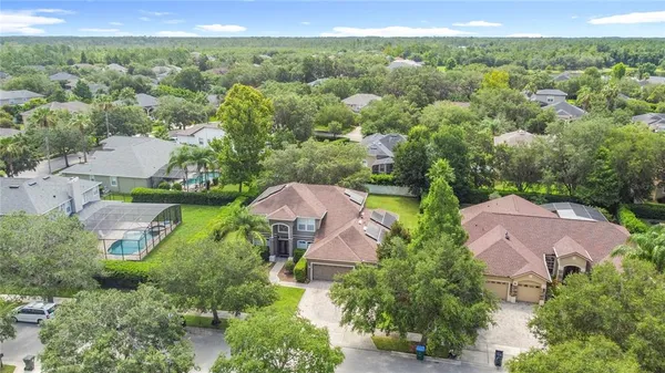 an aerial view of a house