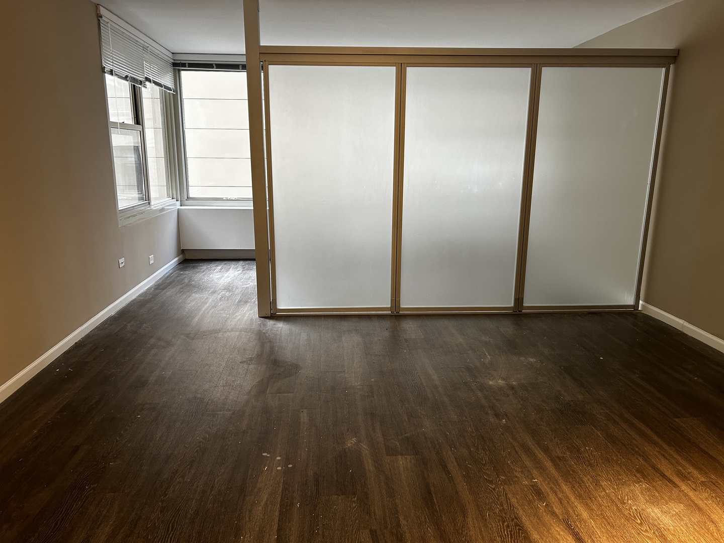 860 North Dewitt Place, Unit 804 Chicago, IL 60611 - Photo 4 of 11 an empty room with wooden floor and windows