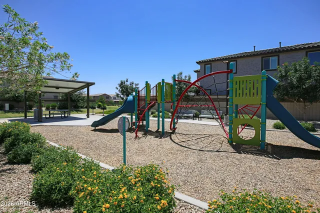 a view of a garden with an outdoor space