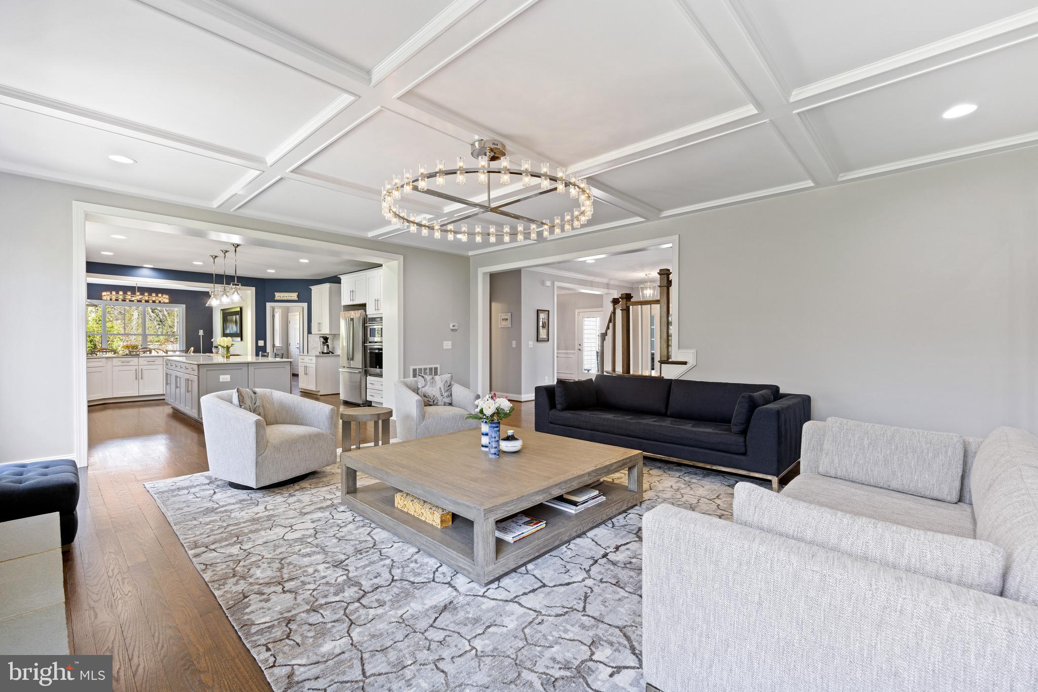 7869 Southdown Road Alexandria, VA 22308 - Photo 4 of 50 Family room off kitchen with coffered ceilings