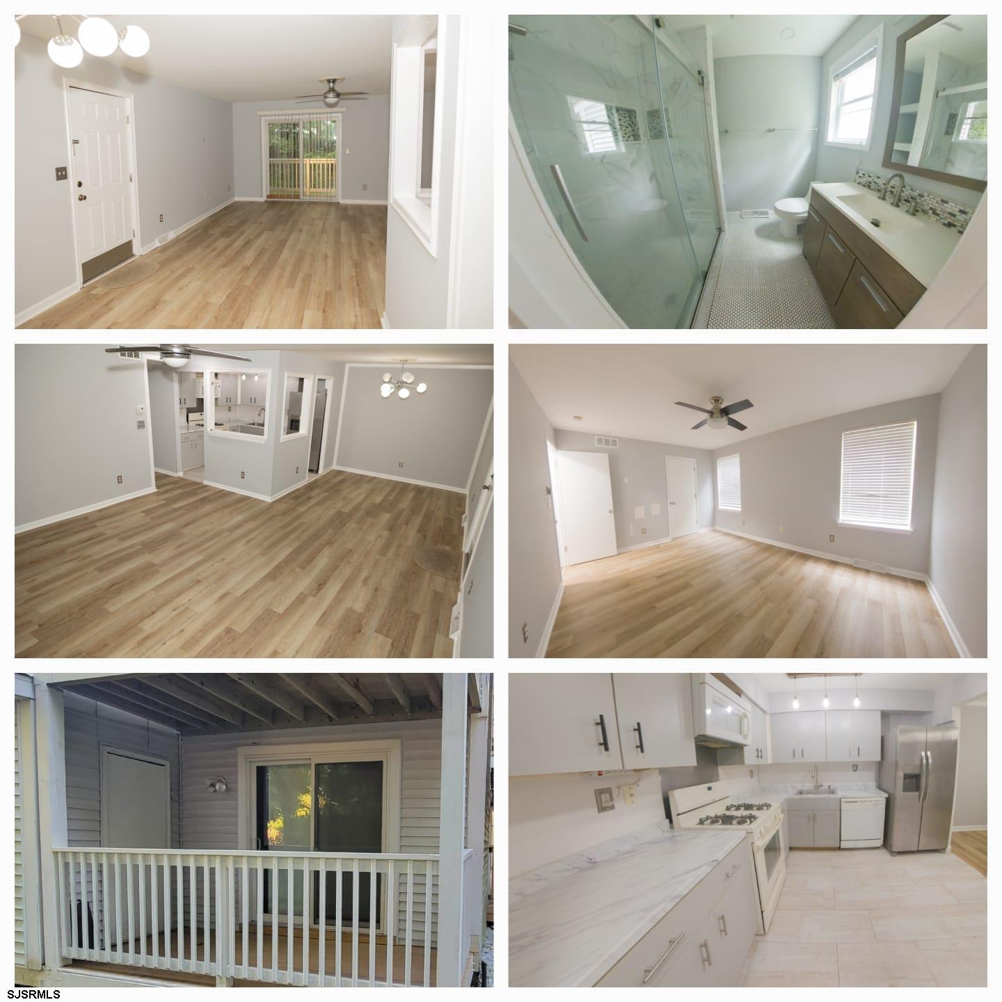 a view of a living room and bathroom